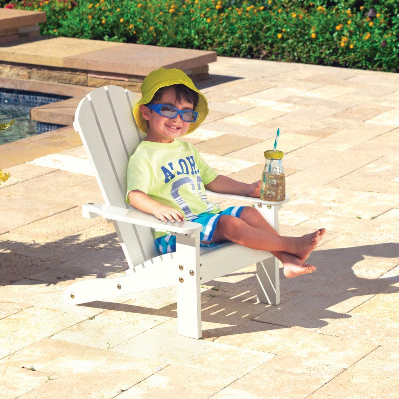 Kids Adirondack Outdoor Chair with Umbrella - White