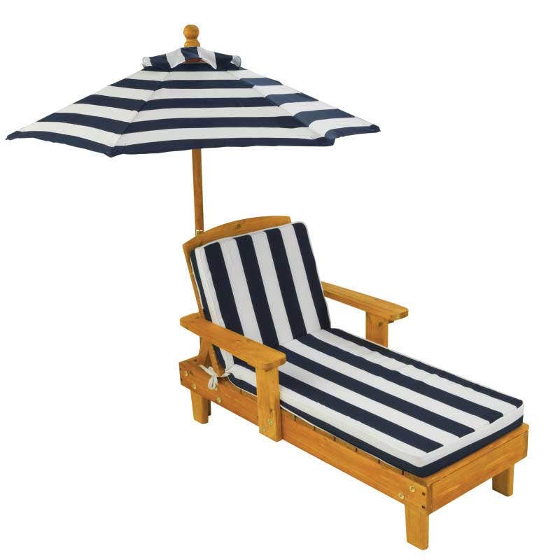 Kids Outdoor Chaise Lounge with Umbrella - Navy