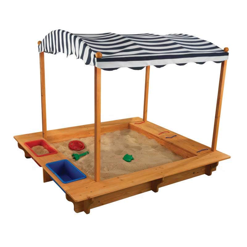 Kids Outdoor Sandbox with Canopy - Navy / White