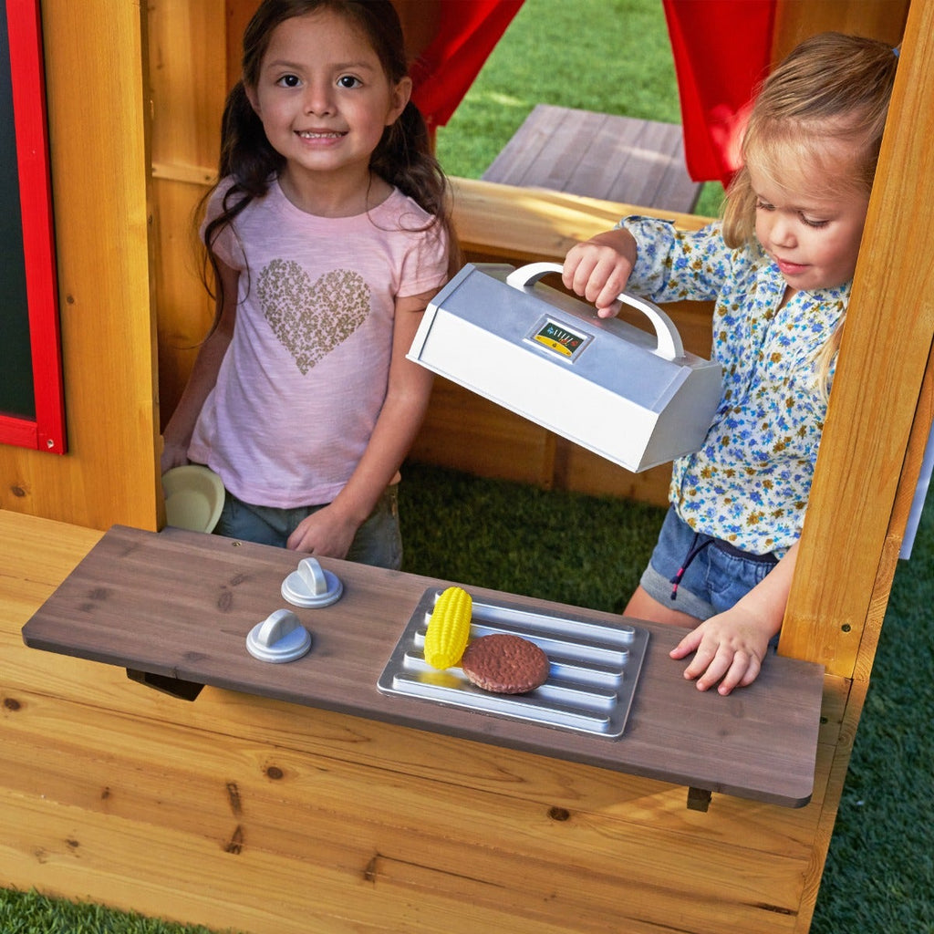 Outdoor Playhouse with Picnic Table and Chalkboard