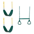 Extra Duty Green Swings & Ring/Trapeze Bar (2-Pack)