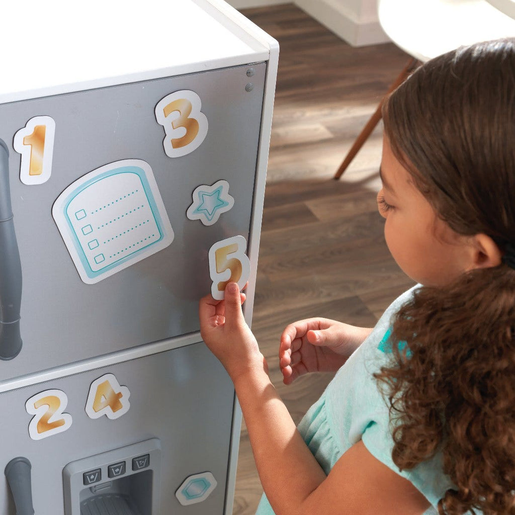 Kids Pretend Play Kitchen with Storage and Toy Ice Maker - Coral