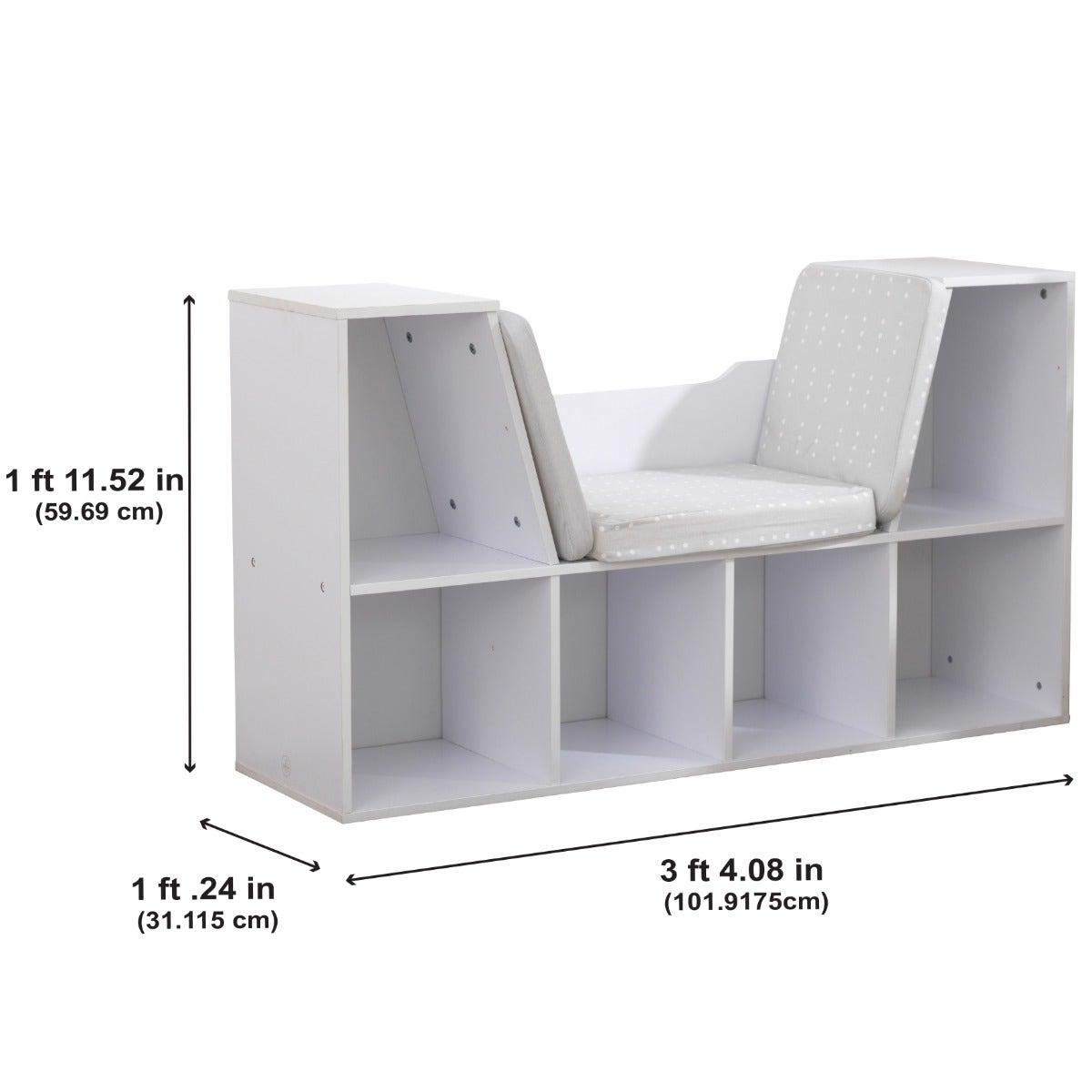 Kids Bookcase and Storage Shelf with Reading Nook - White