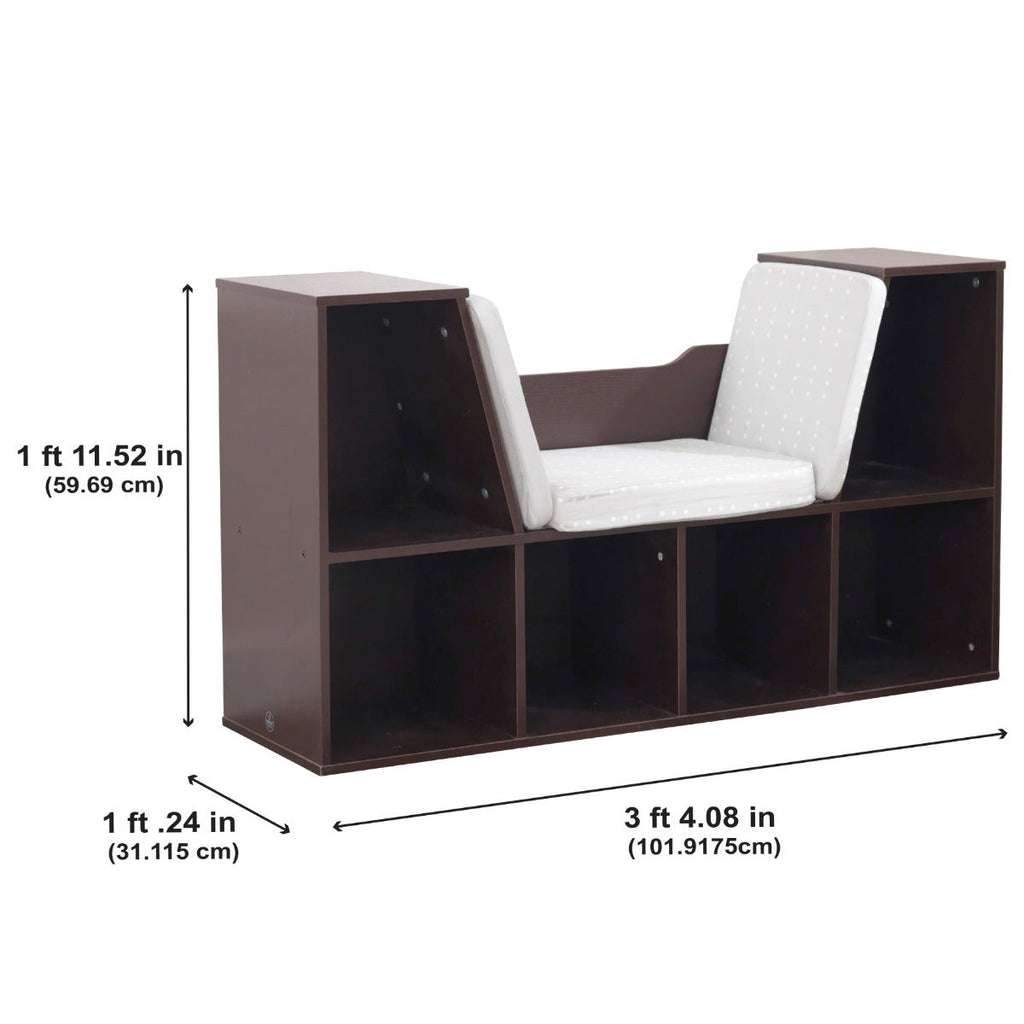 Kids Bookcase and Storage Shelf with Reading Nook - Espresso