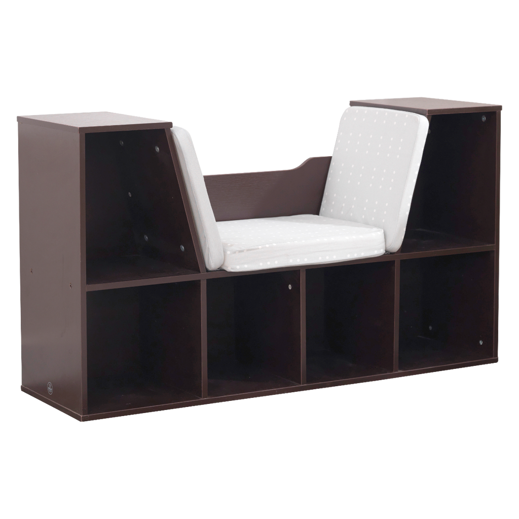 Kids Bookcase and Storage Shelf with Reading Nook - Espresso