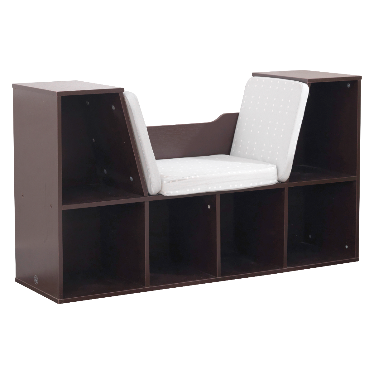 Kids Bookcase and Storage Shelf with Reading Nook - Espresso