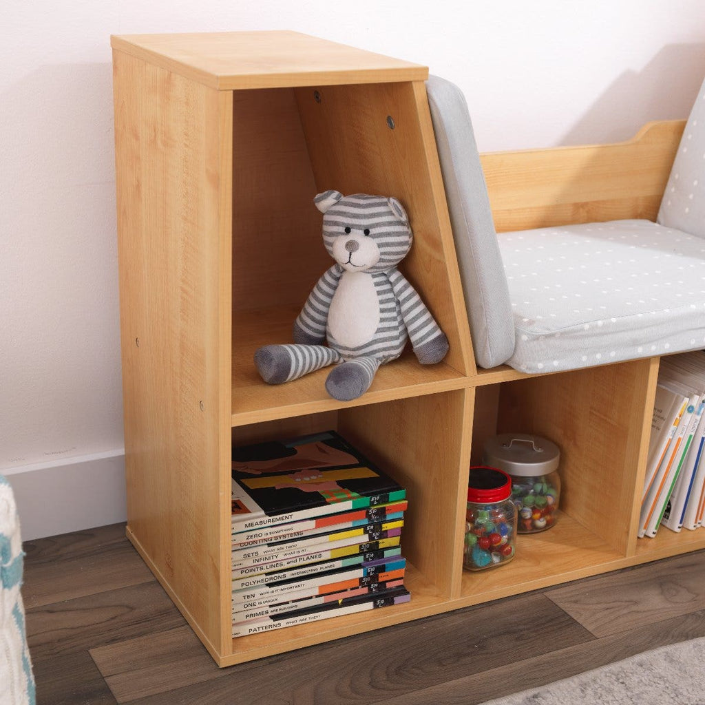 Kids Bookcase and Storage Shelf with Reading Nook - Natural