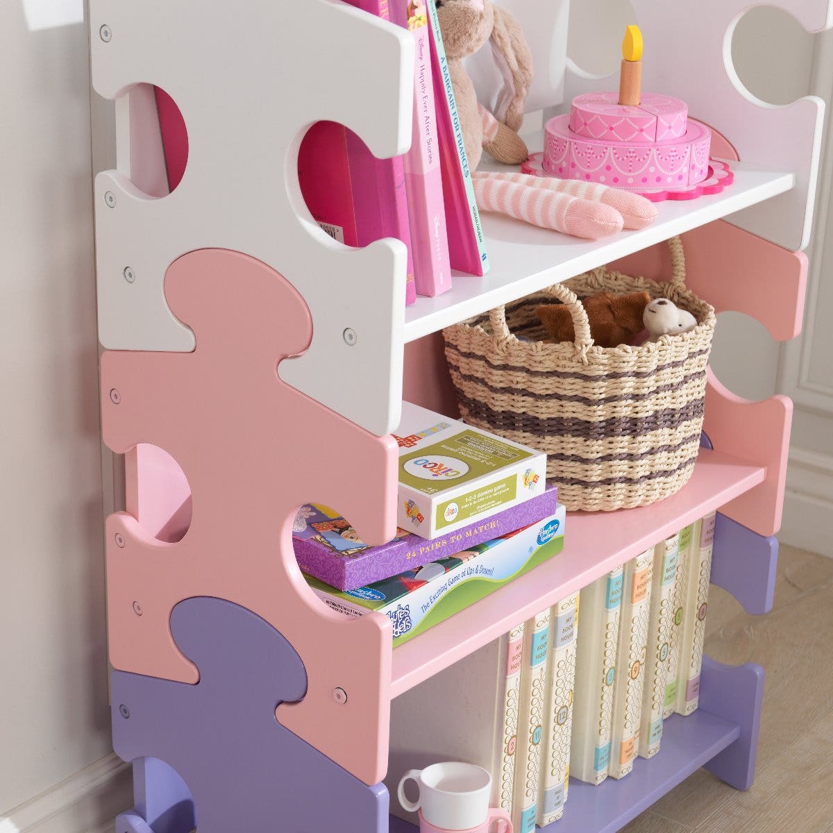 Kids Bookcase and Storage Shelf - Pastel