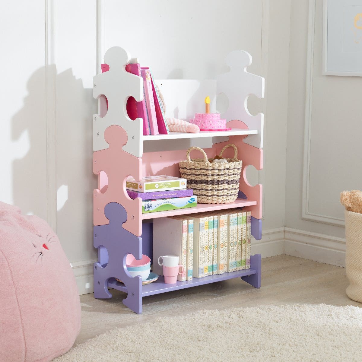 Kids Bookcase and Storage Shelf - Pastel