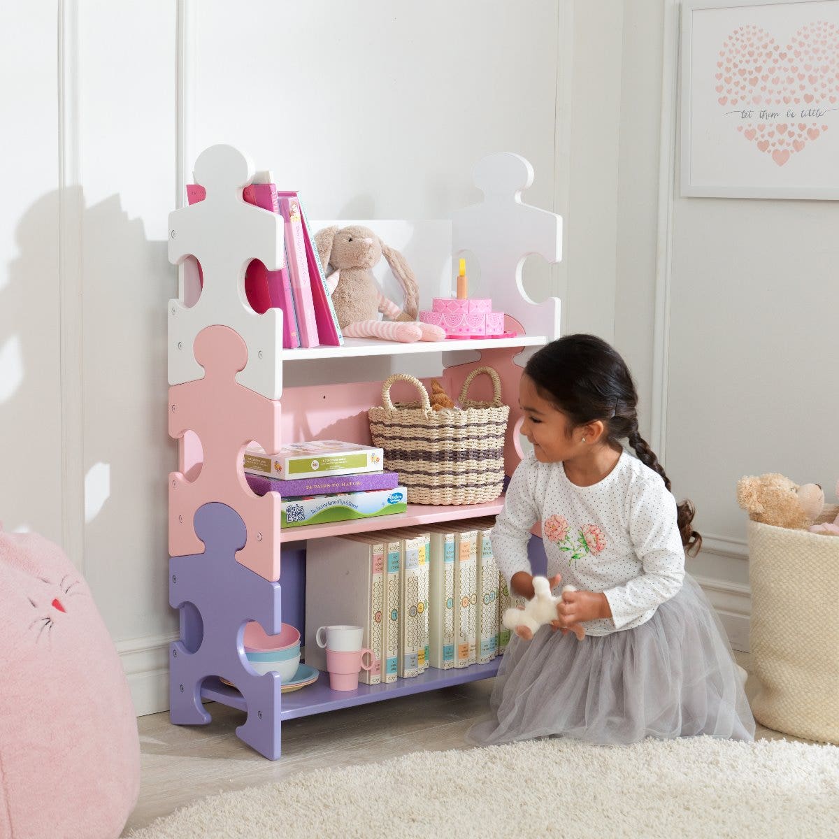 Kids Bookcase and Storage Shelf - Pastel