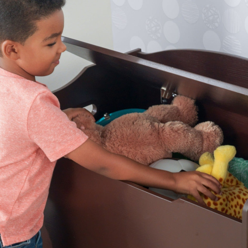 Kids Toy Storage Box with Bench - Espresso
