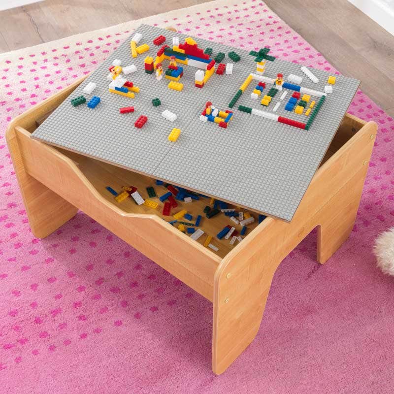 Kids Building and Activity Table with Storage - Gray / Natural