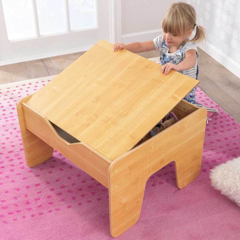 Kids Building and Activity Table with Storage - Gray / Natural