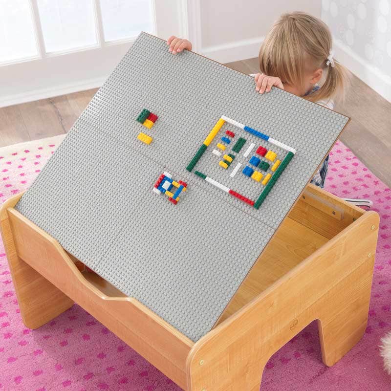 Kids Building and Activity Table with Storage - Gray / Natural
