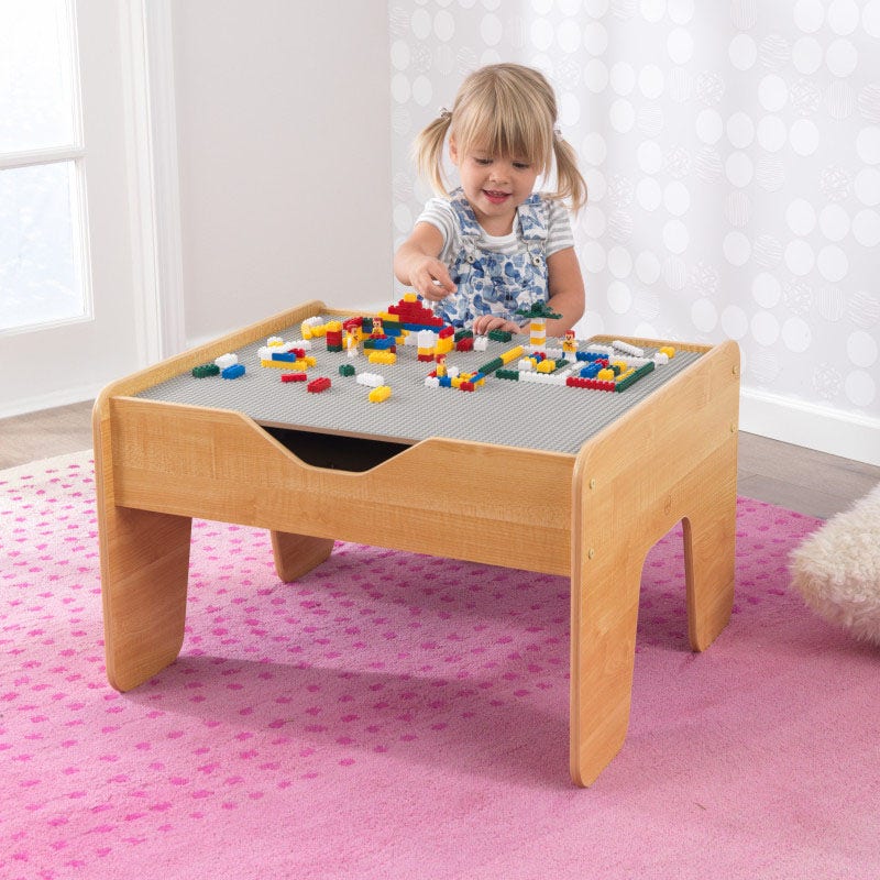 Kids Building and Activity Table with Storage - Gray / Natural