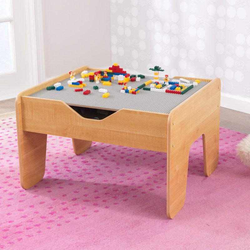 Kids Building and Activity Table with Storage - Gray / Natural