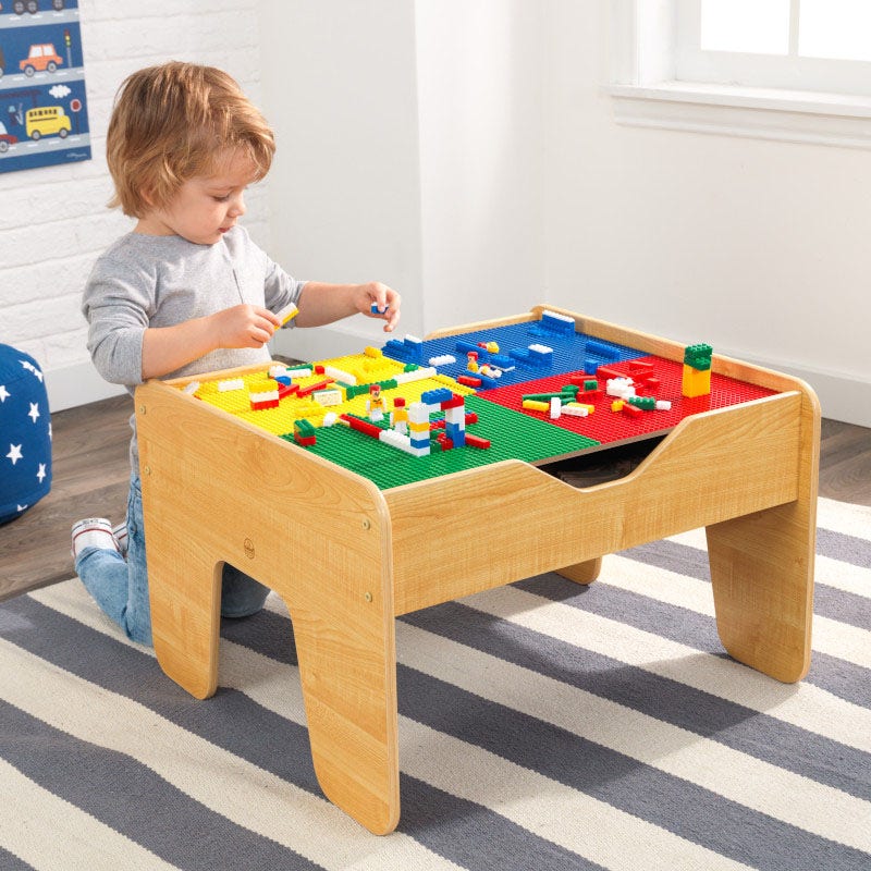 Kids Building and Activity Table with Storage - Natural