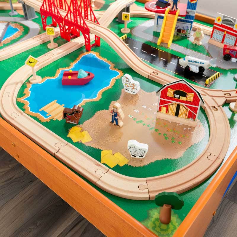 Kids Train Play Table and Set with Storage