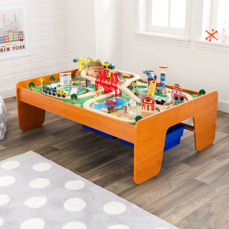 Kids Train Play Table and Set with Storage