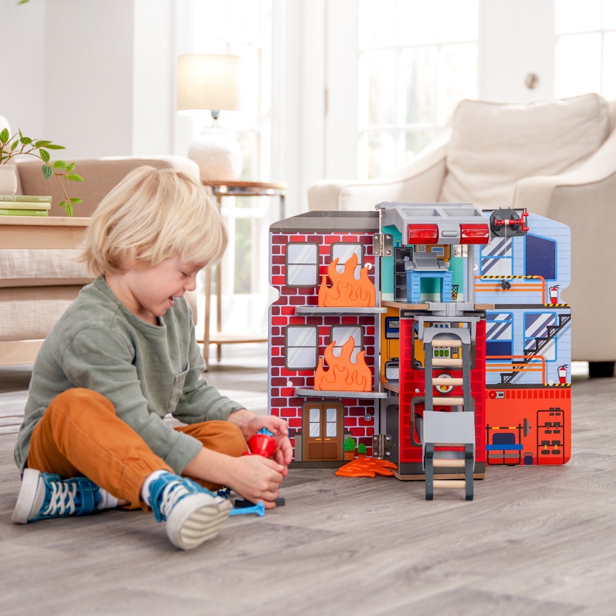 Transforming Fire Truck Toy Play Set with Lights and Sounds