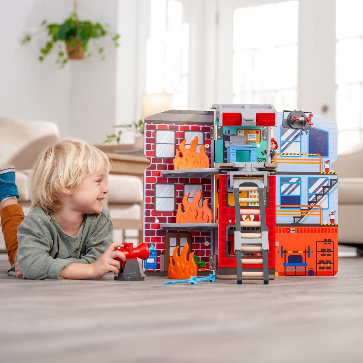 Transforming Fire Truck Toy Play Set with Lights and Sounds