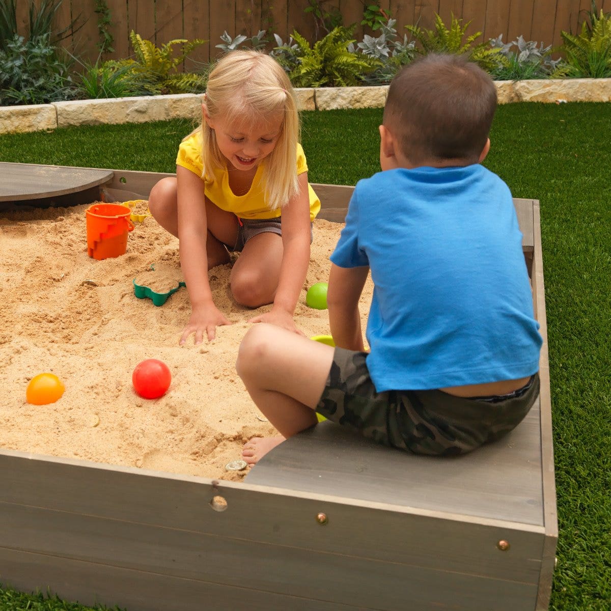 Kids Outdoor Sandbox - Gray