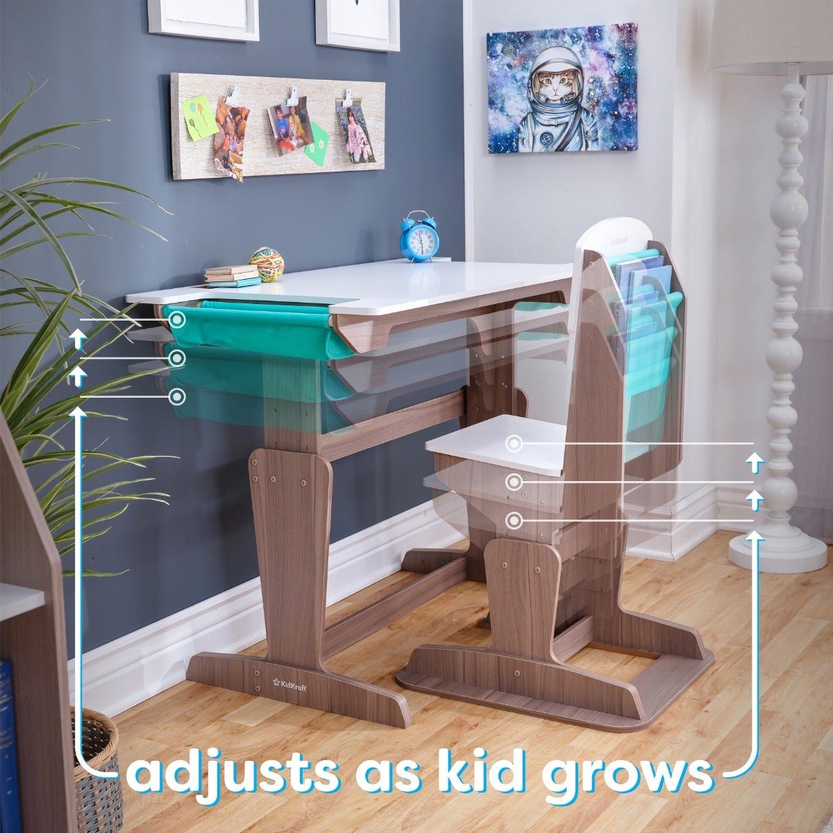 Kids Table and Chair Set with Storage - Gray Ash