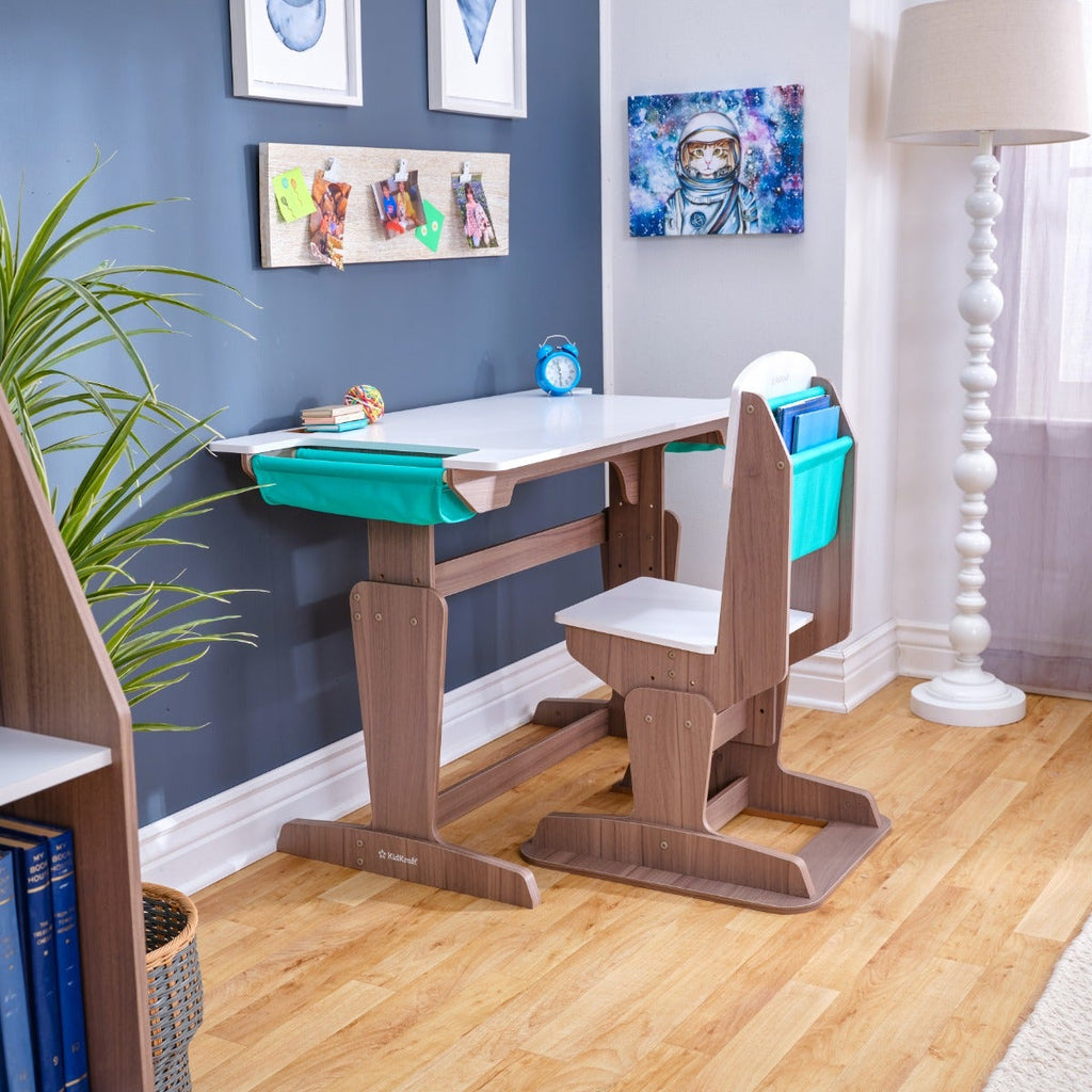 Kids Table and Chair Set with Storage - Gray Ash