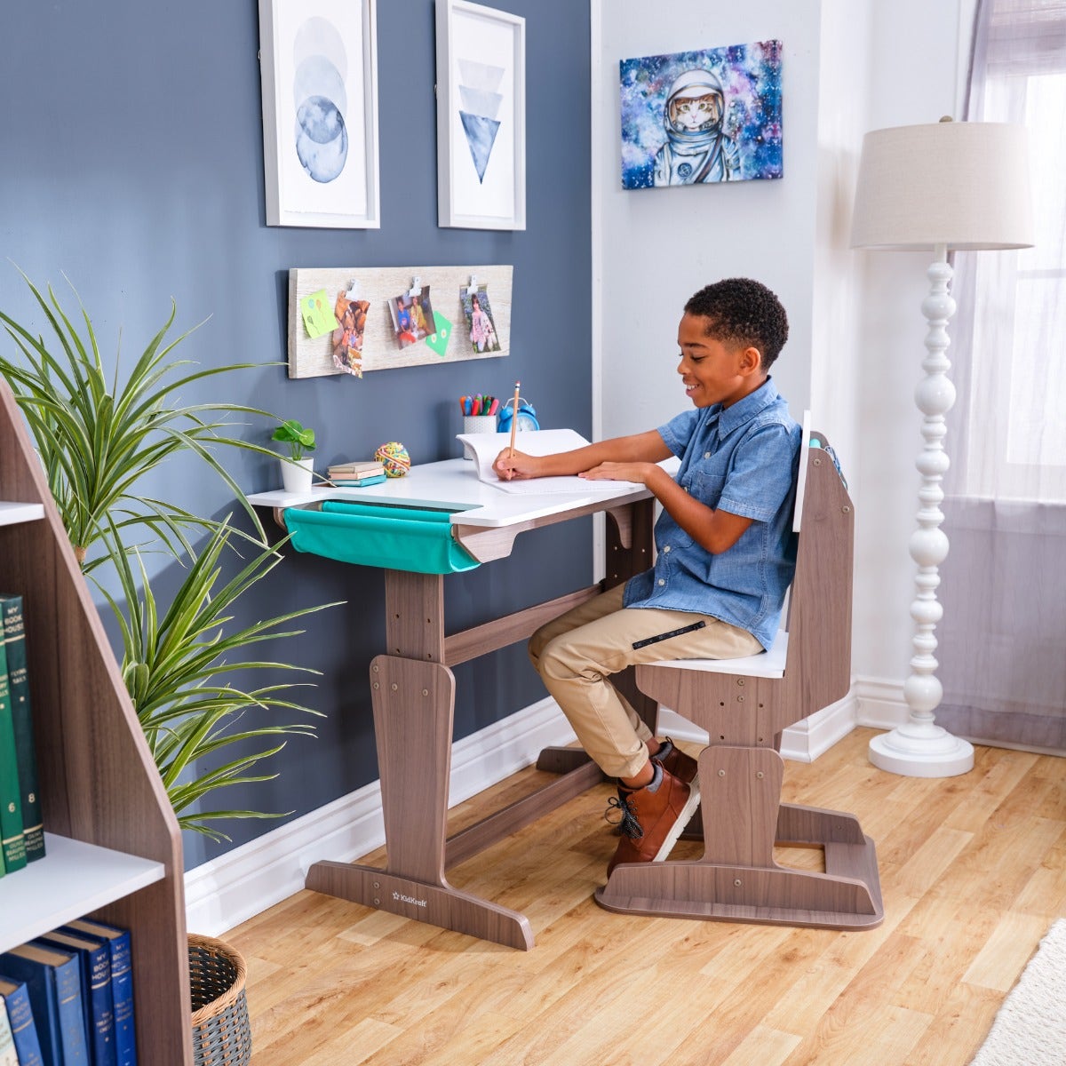 Kids Table and Chair Set with Storage - Gray Ash