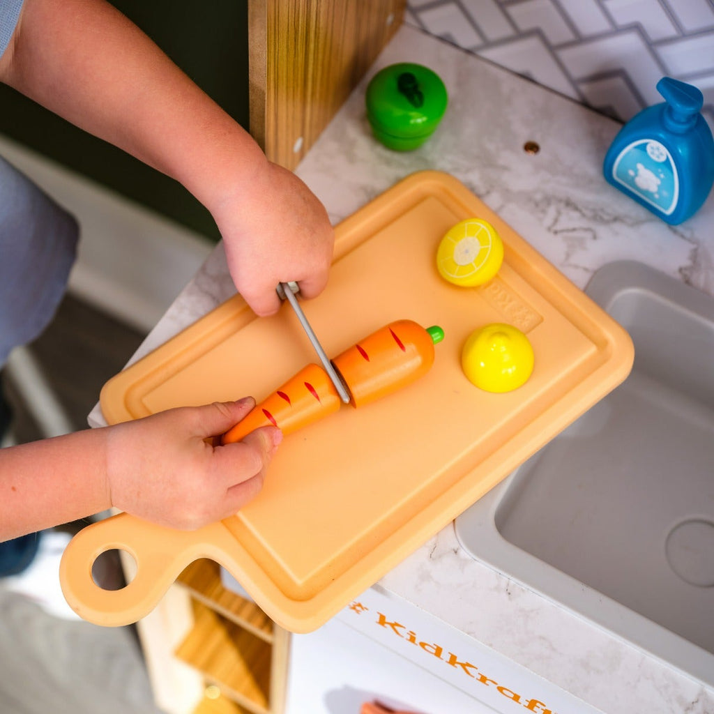 Kids Pretend Play Kitchen with Lights and Sounds and Chalkboard