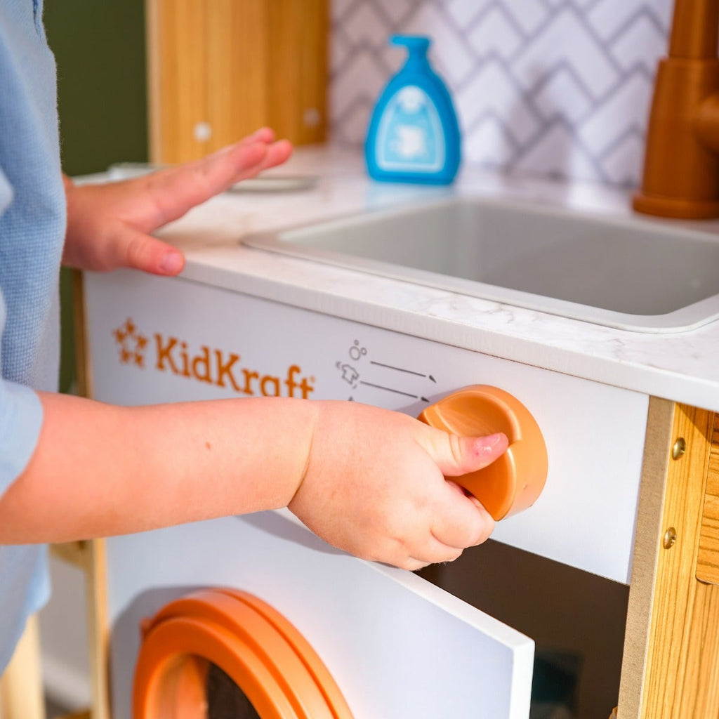 Kids Pretend Play Kitchen with Lights and Sounds and Chalkboard