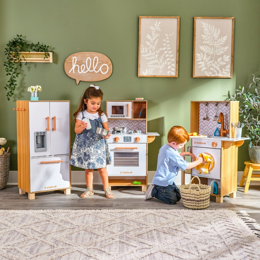 Kids Pretend Play Kitchen with Lights and Sounds and Chalkboard