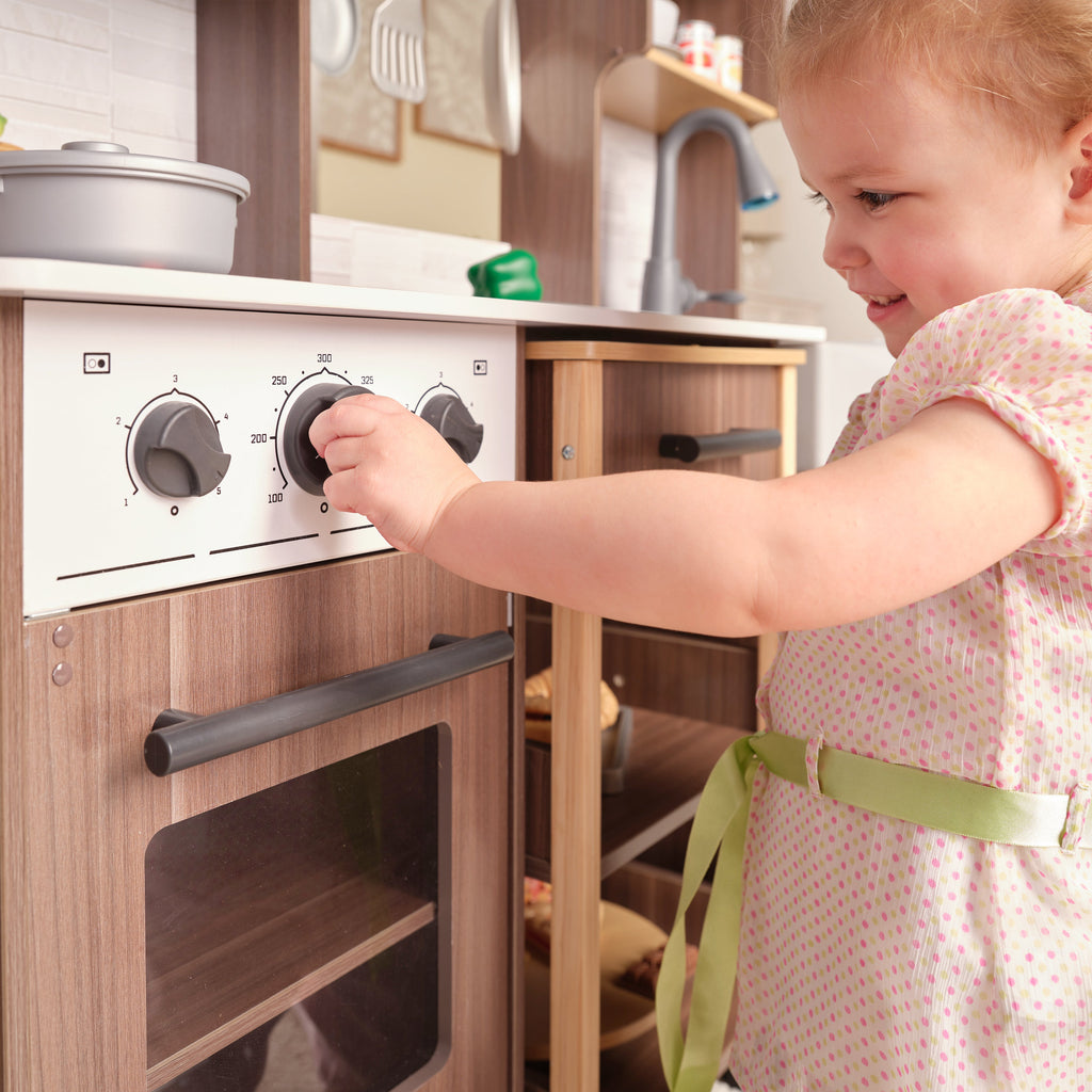 Kids Pretend Play Kitchen with Lights and Sounds and Storage