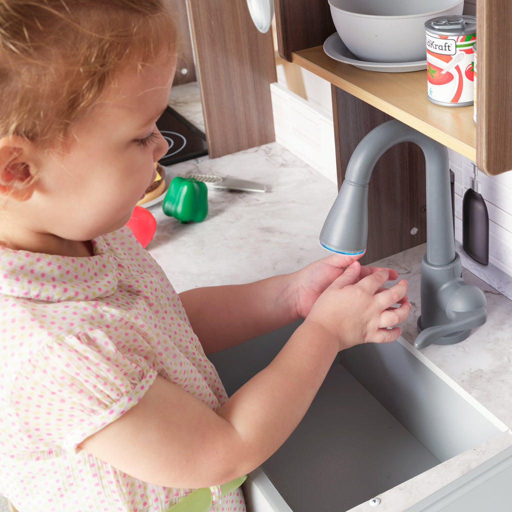 Kids Pretend Play Kitchen with Lights and Sounds and Storage