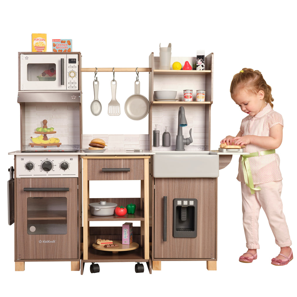 Kids Pretend Play Kitchen with Lights and Sounds and Storage