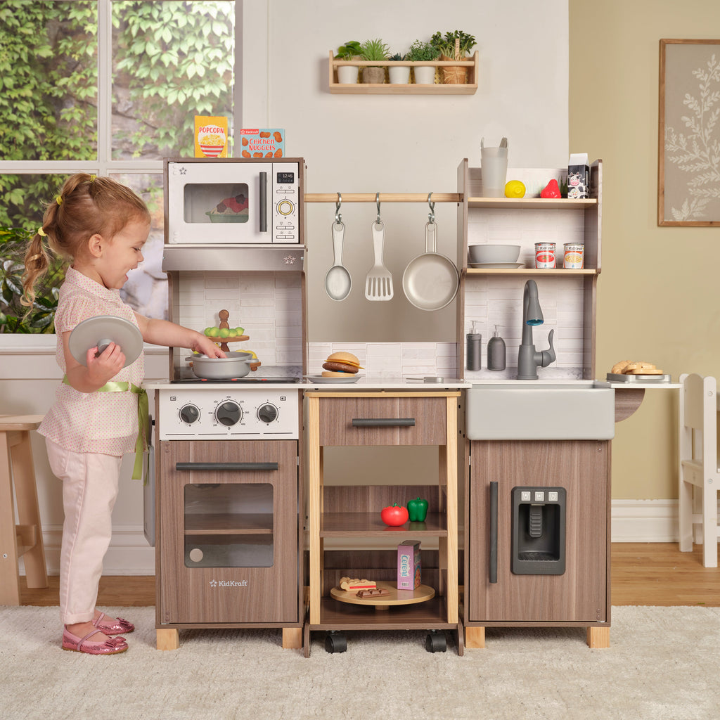 Kids Pretend Play Kitchen with Lights and Sounds and Storage
