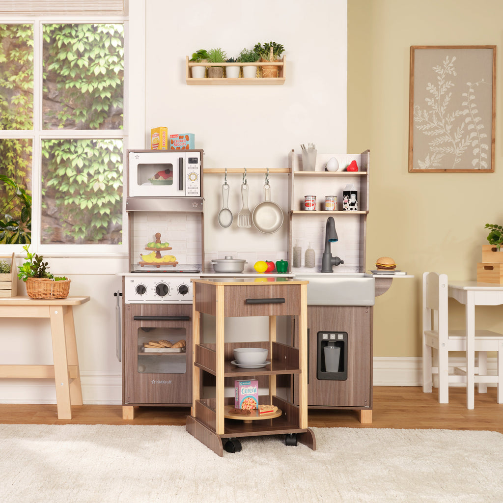 Kids Pretend Play Kitchen with Lights and Sounds and Storage
