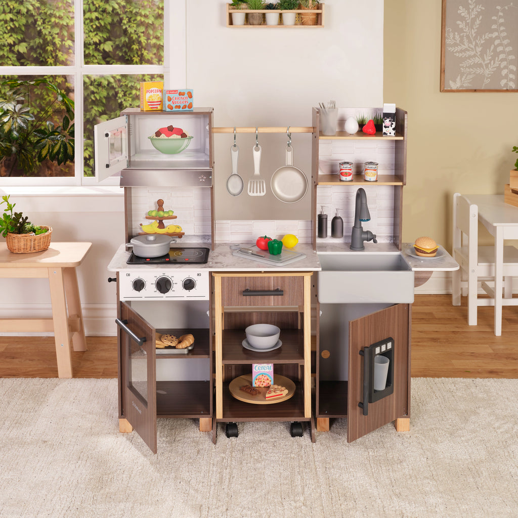 Kids Pretend Play Kitchen with Lights and Sounds and Storage