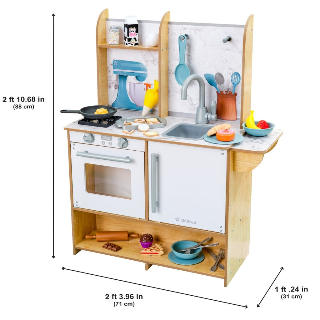Kids Pretend Play Kitchen with Storage and Play Food