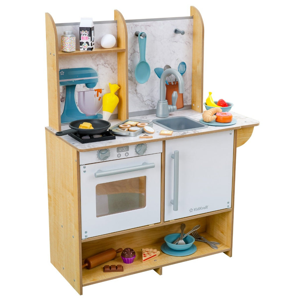 Kids Pretend Play Kitchen with Storage and Play Food