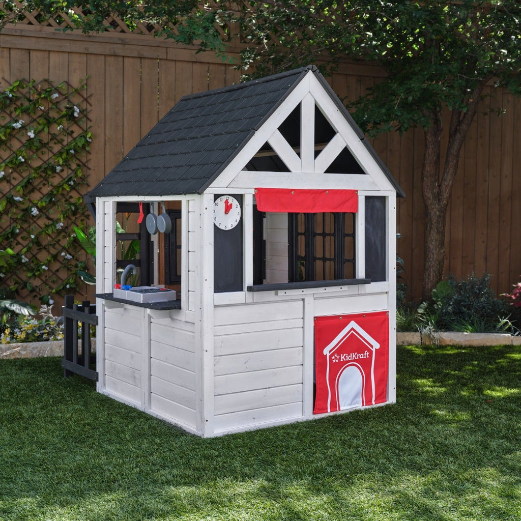 Outdoor Playhouse with Chalkboard - White