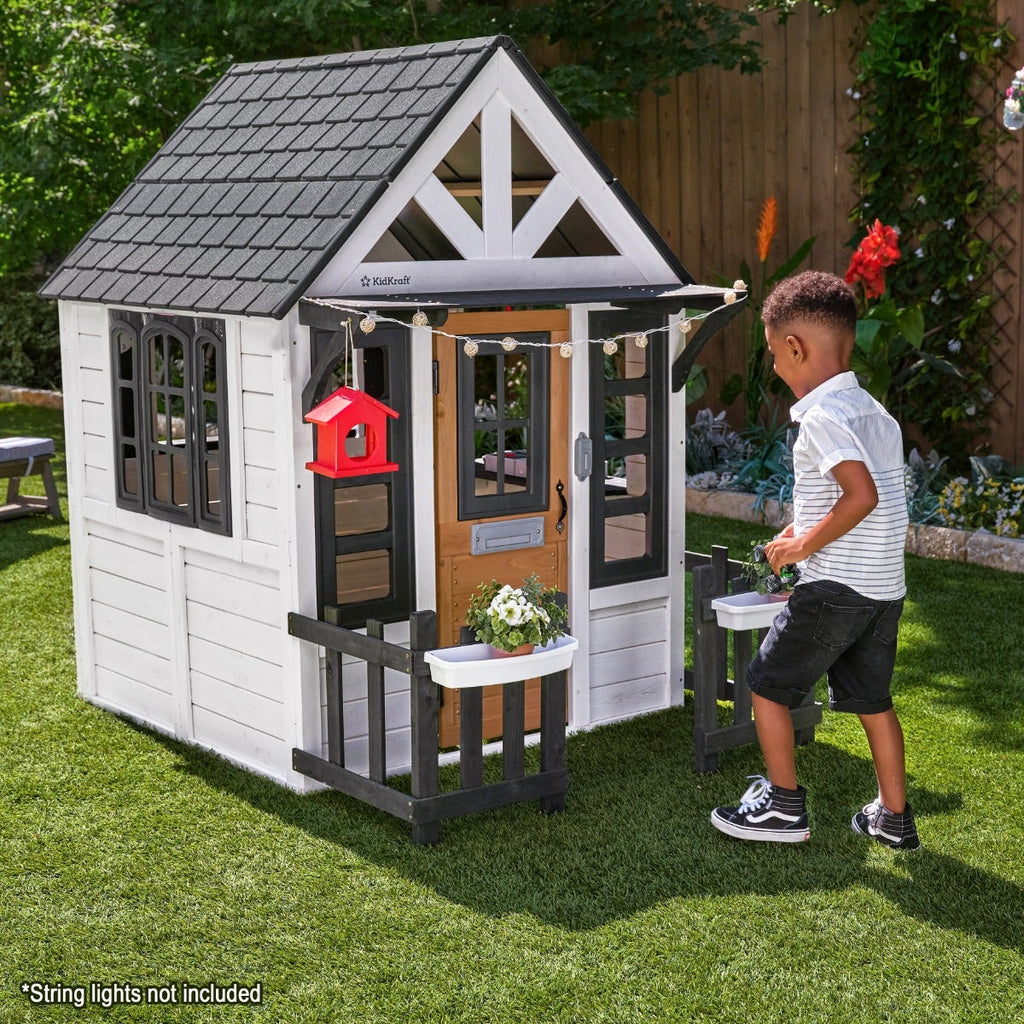 Outdoor Playhouse with Chalkboard - White