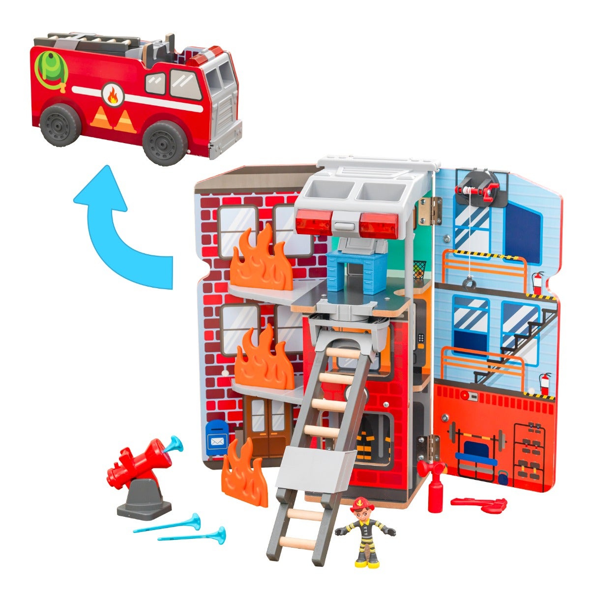 Transforming Fire Truck Toy Play Set with Lights and Sounds
