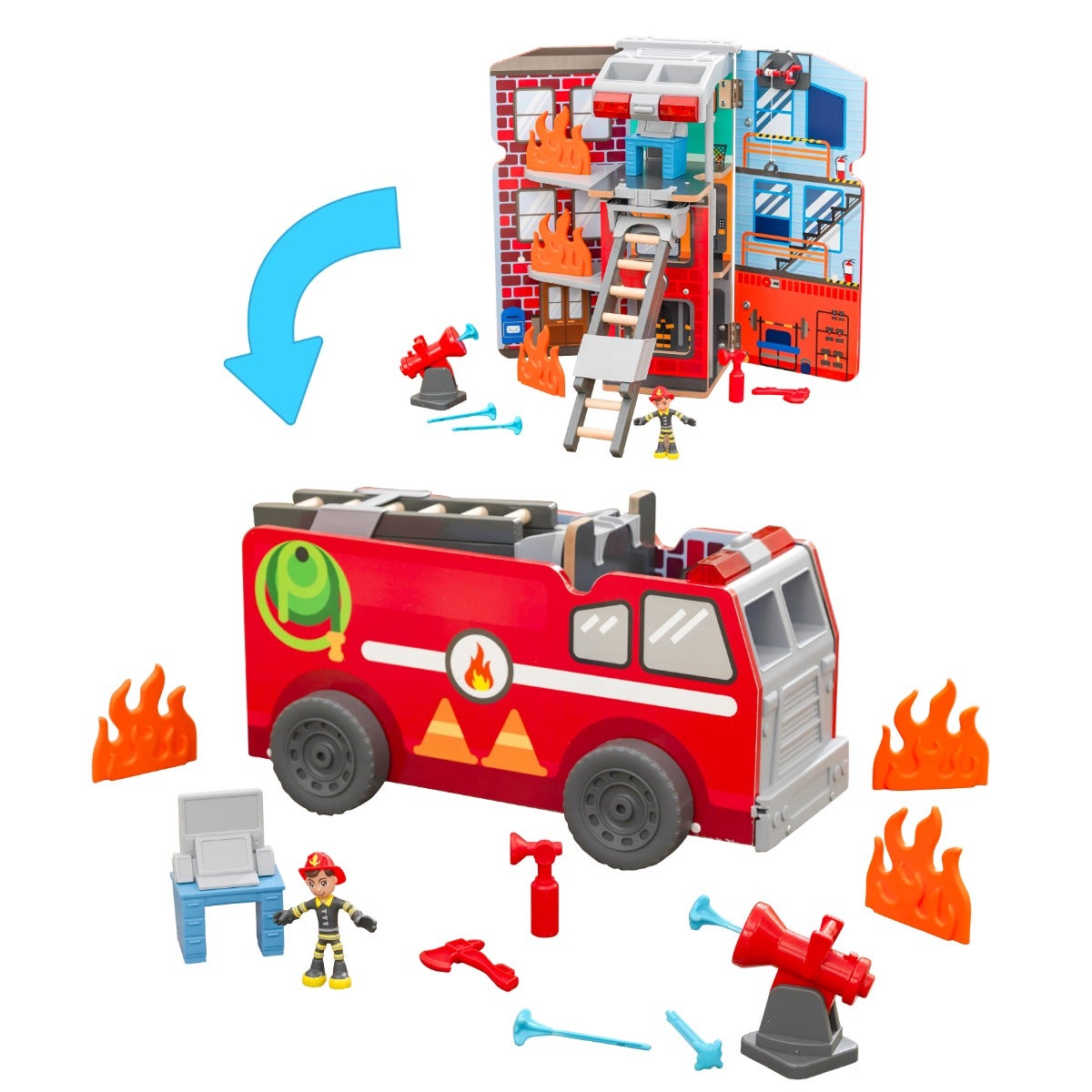 Transforming Fire Truck Toy Play Set with Lights and Sounds