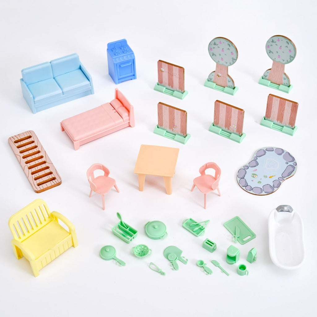 Wooden Dollhouse with Storage