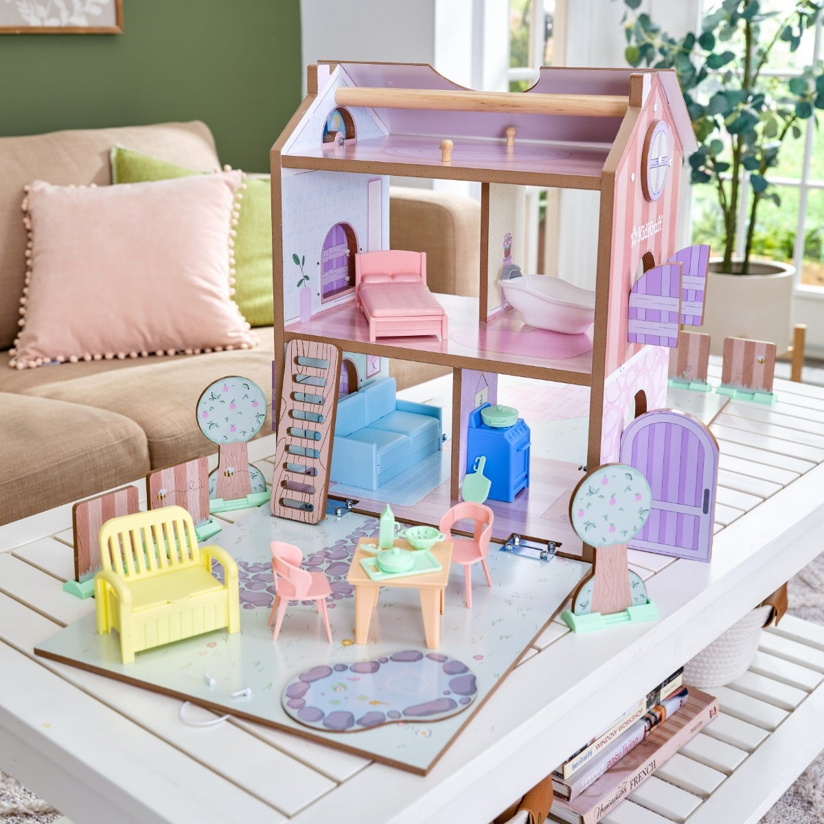 Wooden Dollhouse with Storage