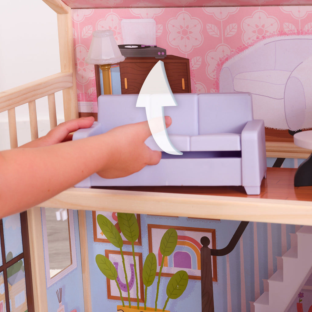 Wooden Dollhouse with Lights and Sounds