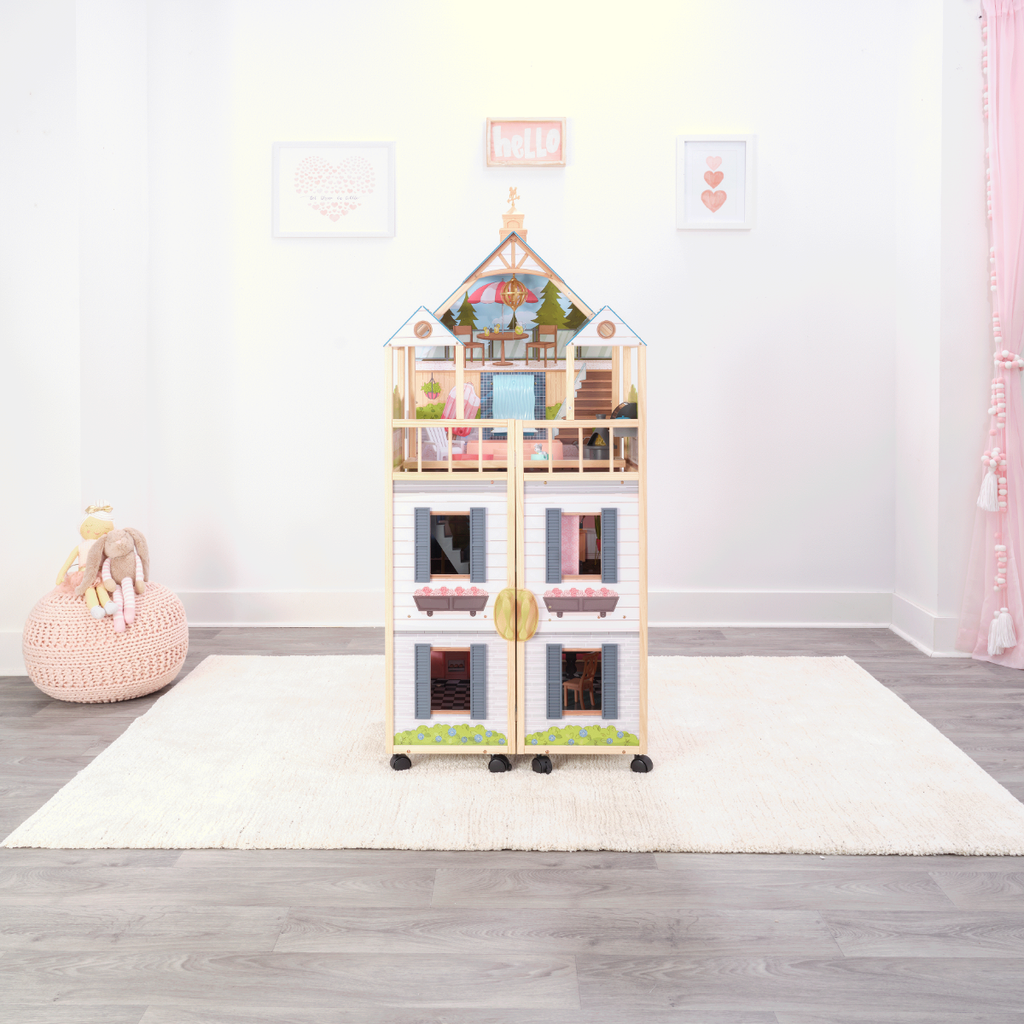 Wooden Dollhouse with Elevator and Lights and Sounds
