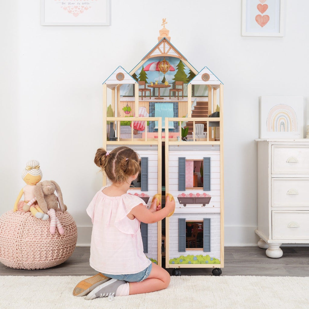 Wooden Dollhouse with Elevator and Lights and Sounds