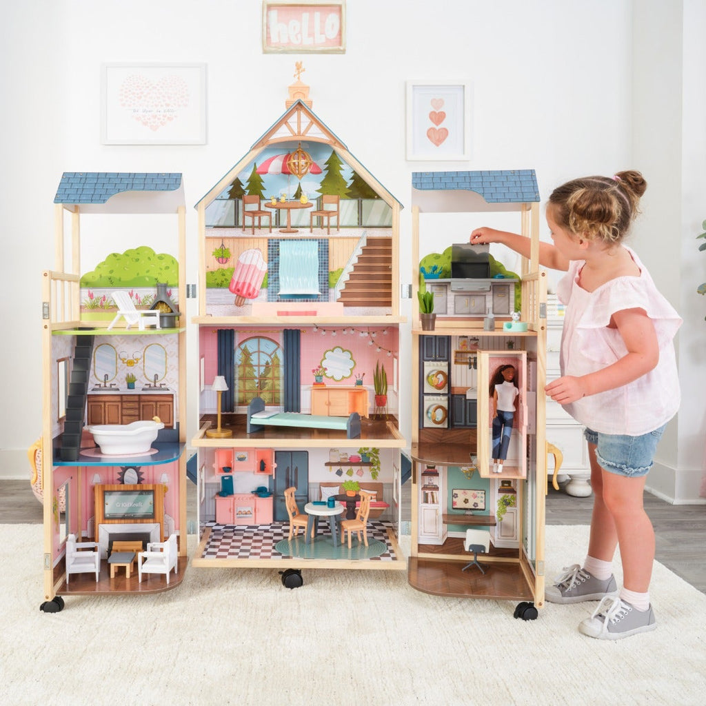 Wooden Dollhouse with Elevator and Lights and Sounds